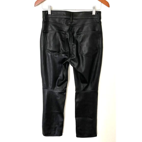 Gap Vintage Slim High Rise Vegan Leather Black Pants Ankle Length Flattering 2P - Picture 3 of 12